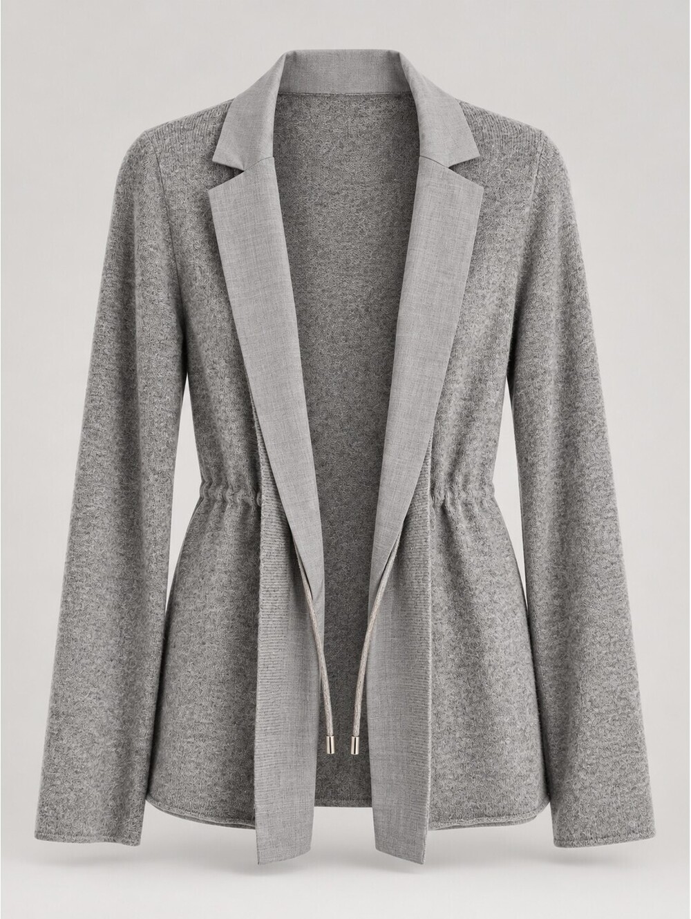 Brunello Cucinelli Women's L Gray Cashmere Tie-Waist Cardigan Jacket
